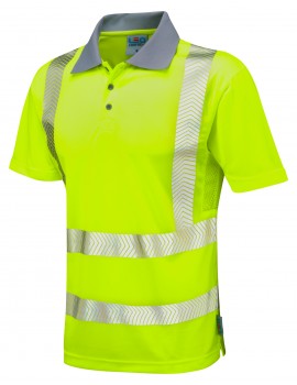 Leo Woolacombe Coolviz-PLUS Yellow Polo Shirt Hi-Viz P03-Y High Visibility